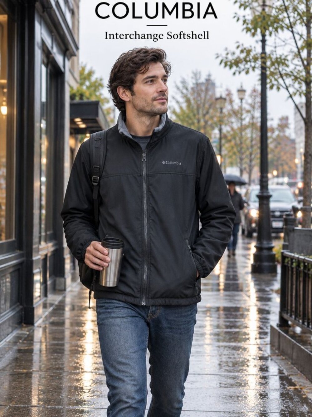 Columbia Interchange Softshell Jacket M Black Fleece Lined Gorpcore Techwear